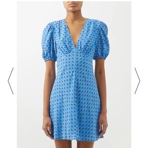 Staud Mini Mila printed crepe de Chine dress